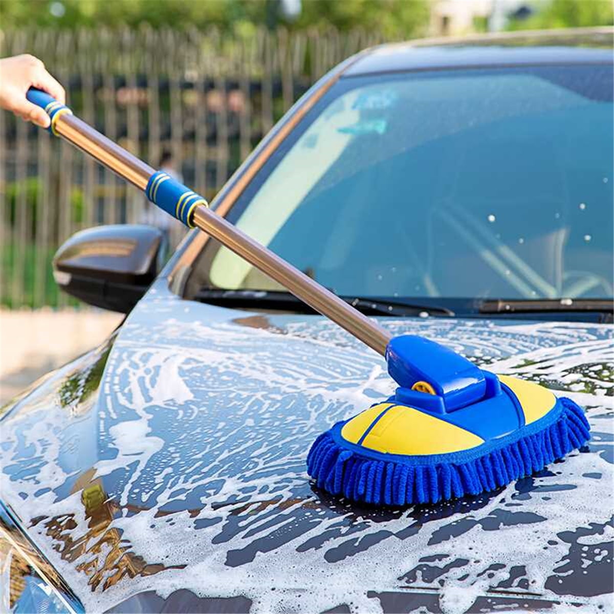 ASEWUN Adjustable Telescopic Car Care Wash Chenille Mop Wiping Soft Cleaning Brush Tool