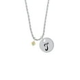 thumbnail image 2 of Delight Jewelry Goldtone Mini March - Hot Blue Crystal Heart Silvertone Script Initial Disc - T - Charm Necklace, 20"+3", 2 of 4