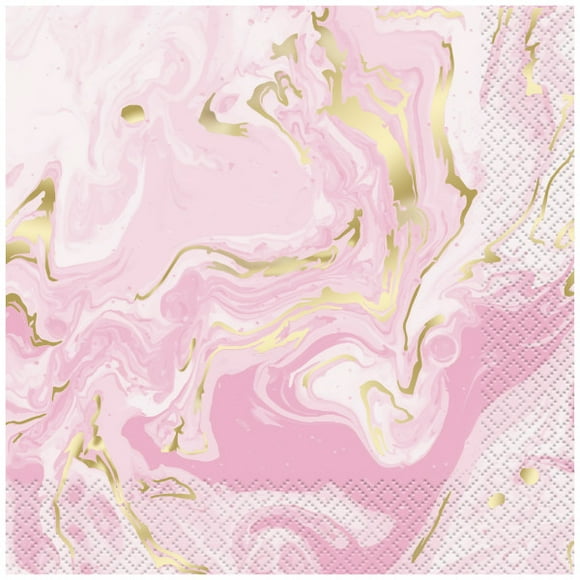 Pink Marble Lunch Napkins, 16 CT