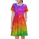 thumbnail image 1 of Disketp Colorful Glitter para Vestido de Manga Corta para Mujeres, Vestidos de Verano para Mujeres, Casual y Holgado para la Playa, 1 of 6