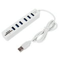 thumbnail image 1 of Lector de Tarjetas de 6 Puertos USB Hugtrwg Adaptador Divisor Blanco, 1 of 9