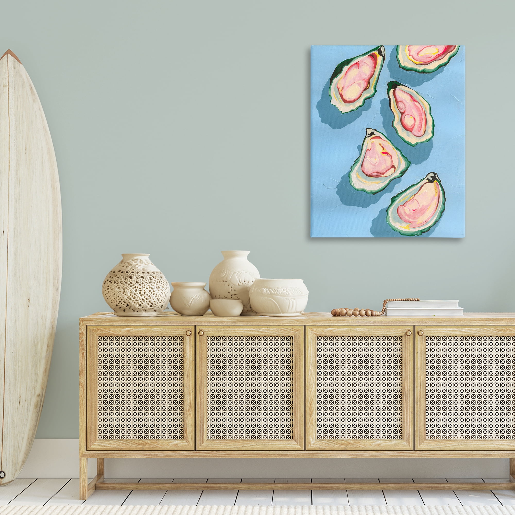 Stupell Industries Summer Beach Oysters Animals & Insects Painting Gallery Wrapped Canvas Art Print Wall Art, 30 x 40