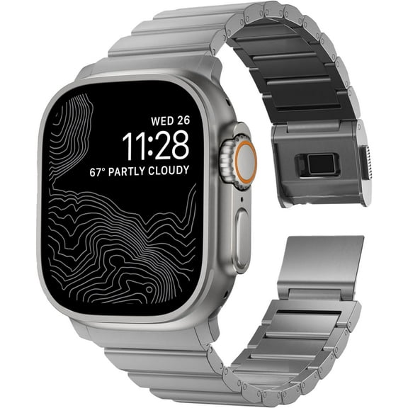 VeveXiao Titanium Band for Apple Watch Ultra/Ultra 2 49mm 45mm 44mm 42mm, Titanium Link Bracelet Magnetic Clasp Replacement Bands for iWatch Series 9 8 7 6 5 4 SE 3 2 1 Strap