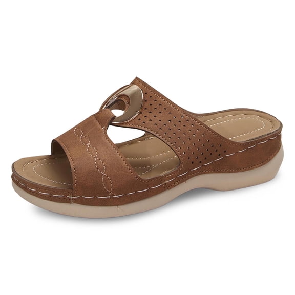 Slippers for Women,Comfortable On Slippers Casual Embroidery Open Toe Sandals For Spring Summer Outdoor Vacation And Daily Wear,Womens Slippers,Brown,10