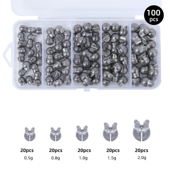 100pcs Split Shot Fishing Weight Sinkers Removable Round Fishing Line
