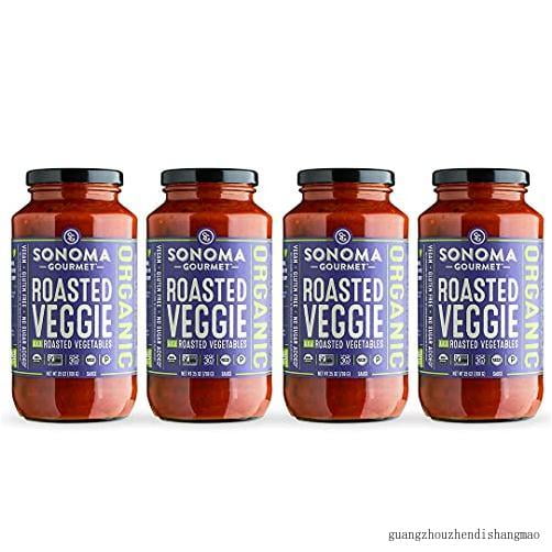 Roasted Veggies Pasta Sauce | USDA Organic, Non-GMO, Gluten-Free And No Sugar Added | Made With Fresh Ingredients | 25 Ounce Jars (Pack Of 4)