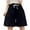 Black, variant on Lenpel Women's Plus Size Bermuda Shorts Cotton Elastic High Waisted Drawstring Wide Leg Casual Shorts Knee Length Shorts
