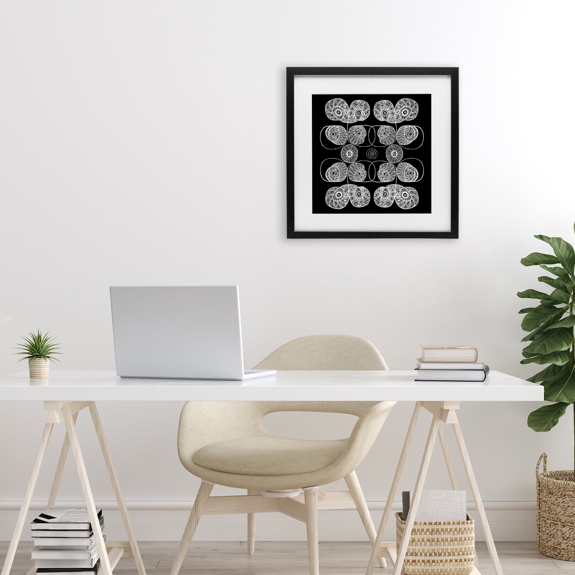 Stupell Industries Detailed Rounded Elementals Black Framed Print Under Glass, design by El Perkin
