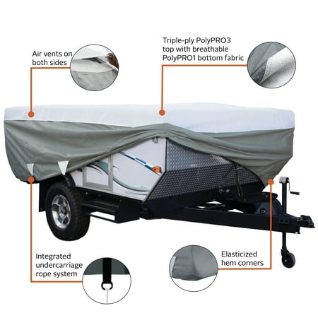 Classic Accessories Over Drive PolyPRO™3 Deluxe Pop-Up Camper Trailer Cover, Fits 16' - 18' Trailers