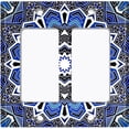 thumbnail image 6 of Metal Light Switch Plate Cover Mandala Blue White Flower Tile Pattern MDL056, 6 of 13