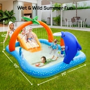 Sable Inflatable Pool, 95 x 75 x 40in Rectangular Swimming Pool for Toddlers, Kids, Family, Above Ground, Backyard, Outdoor