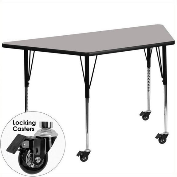 Bowery Hill 31" x 46" Trapezoidal Mobile Activity Table in Gray