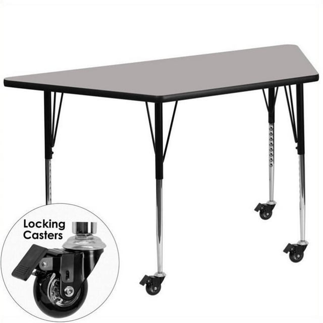 Bowery Hill 31" x 46" Trapezoidal Mobile Activity Table in Gray
