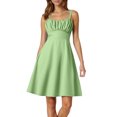 thumbnail image 1 of Vestido de verano con tirantes finos y corte en A para mujer: diseño elegante y ajustado, tejido elástico, adecuado para fiestas y ocasiones informales., 1 of 4