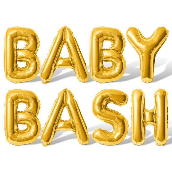 Letter Balloons - BABY BASH 16" Inch Alphabet Letters Foil Mylar Balloon Baby Shower Party Banner (Gold)