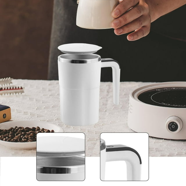 café con agitación automática, mezcladora automática con tapa, portátil versátil con agitación automática para té, proteína en polvo, Blanco
