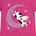 thumbnail image 3 of Instant Message - Christmas Santa Cow Jumping Over Moon - Toddler & Youth Girls Short Sleeve Graphic T-Shirt, 3 of 6