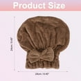 thumbnail image 2 of 2pcs Hair Drying Towel Hair Towel Wrap for Women Bow Hair Drying Cap for Straight Short Hair Beige Brown, 2 of 7
