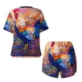 thumbnail image 5 of Lsque Rooster Oil Painting Women's Short-Sleeved Pajama Set - 2 Piece Soft and Lightweight Sleepwear Set-Small, 5 of 9