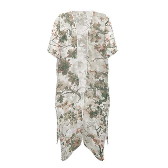 HELLHERO Floral Branches Swimsuit Coverup for Women Quick Dry High Quality Fabrics Breathable Long Kimono Swimsuit Cover Up