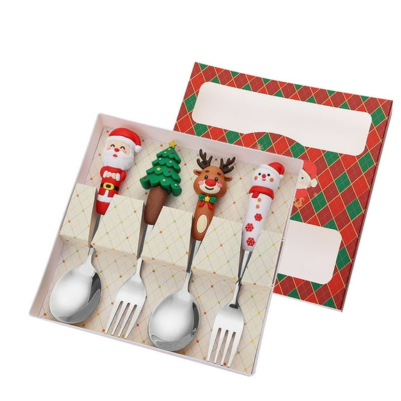 WEGFTDUOP Christmas Spoon Set Cute Snowman Spoon Christmas Dessert Spoon Fork Gift Cutlery