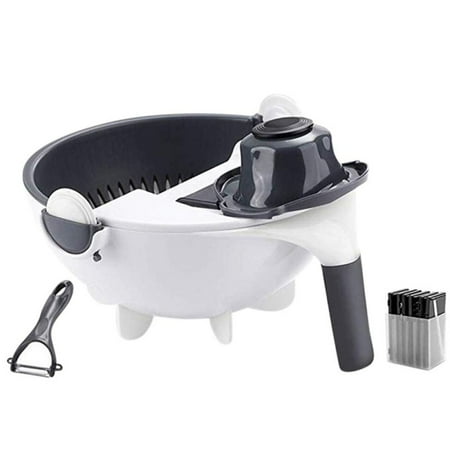 

Zuiguangbao Multifunctional White Vegetable Cutter Potato Shredder Kitchen Household Manual Shredded Radish Grater Washing Vegetable Basket Slicer