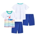 thumbnail image 2 of FLMEI Toddler Kids Boys Short Sleeve 2PCS Outfit Summer Cartoon Print Pullover T-Shirts Tops Comfy Shorts Casual Set for Baby Size 2-8T, 2 of 8