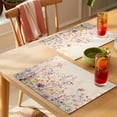 thumbnail image 4 of Purple Pink Floral Placemats Set of 12 Spring Flowers Farmhouse Place Mats Indoor Wipeable Table Mats Washable Cloth Dining Table Placemats for Kitchen Holiday Party Home Decor 13x19 Inch, 4 of 9