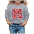 thumbnail image 1 of MIASHUI Chandail en Molleton pour Filles Imprimé Lettre Col Rond Manches Longues Décontracté Sans Capuche, Gris, 7-8 Ans, 1 of 4