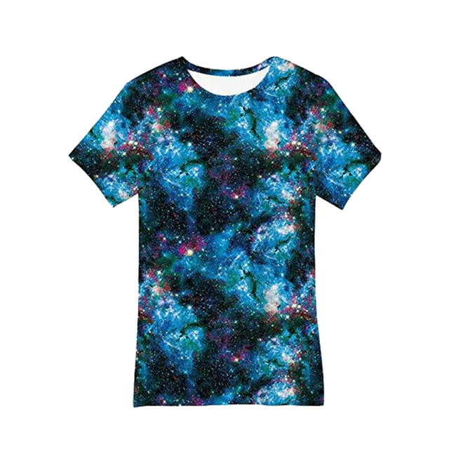 Sunnyoo T-Shirt Garçon Tout-Petit Manches Courtes Col Rond T-Shirt Galaxie Étoilé Décontracté