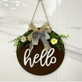 thumbnail image 1 of Maoww Wooden Welcome Sign with Bowknot Ribbon Front Door Porch Gate Hanging Round Plaque Board brown, 1 of 8