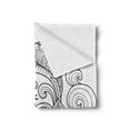 thumbnail image 2 of Dolphin Soft Flannel Fleece Throw Blanket, Black and White Zentangle Nautical Image Waves and Animal Jumping out of Water, Cozy Plush for Indoor and Outdoor Use, 50" x 70", Black White, by Ambesonne, 2 of 5