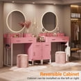 thumbnail image 7 of Vanity Desk With 4 Drawers and Cabinet, Makeup Vanity Table With Charge Station Socket, Small Space Makeup Bedside Cupboard, Gift for Her Choice, Suit for Apartment/Dorm/Bedroom, Cute Pink, 7 of 7