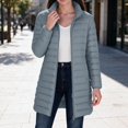 thumbnail image 2 of Enjoytime Quilted Jackets for Women Long Sleeve Zip Up Hooded Puffer Coat Winter Warm Soft Lightweight Stand Collar Long Jacket, 2 of 8