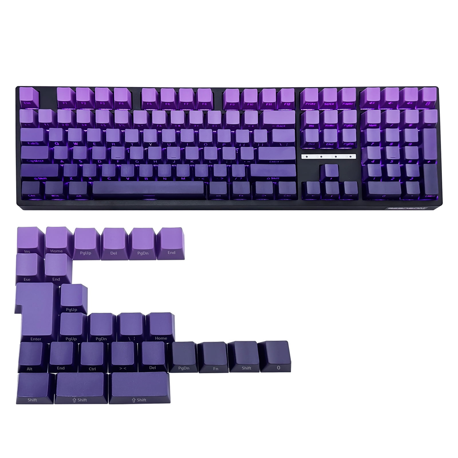 Purplee Gradients Keycaps 134Keys Double Shot Side Print Backlit Keyset, Dye Sublimation, Widely for 60 80 61 64 68 75