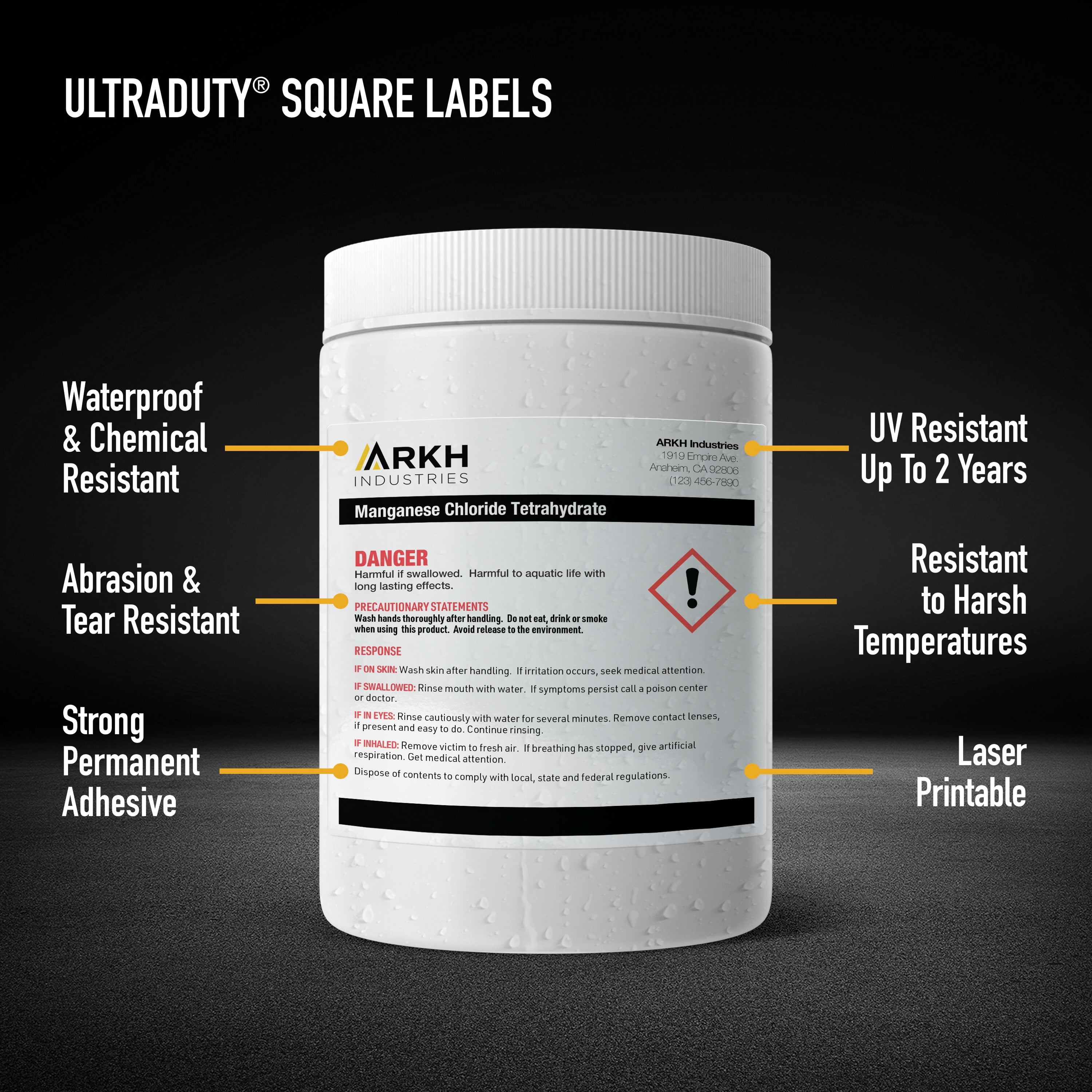 Avery UltraDuty GHS Labels 1" x 1", 1200 Ct, Laser Printer