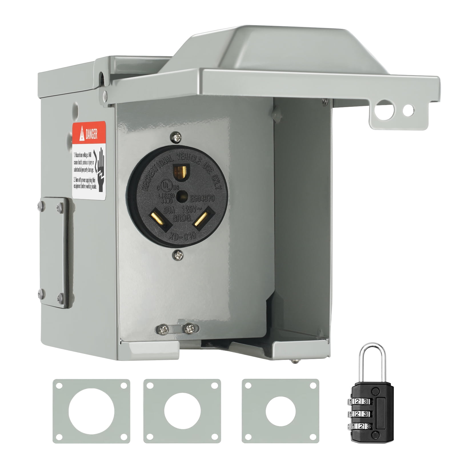 SKYSHALO 30A RV Power Outlet Box 125/250V Electrical Outdoor Receptacle NEMA TT-30R