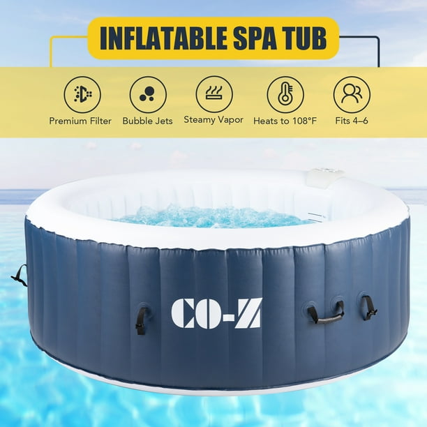 6-Person PVC Round Inflatable Bathtub w 140 Jets & Hot Tub Cover for ...