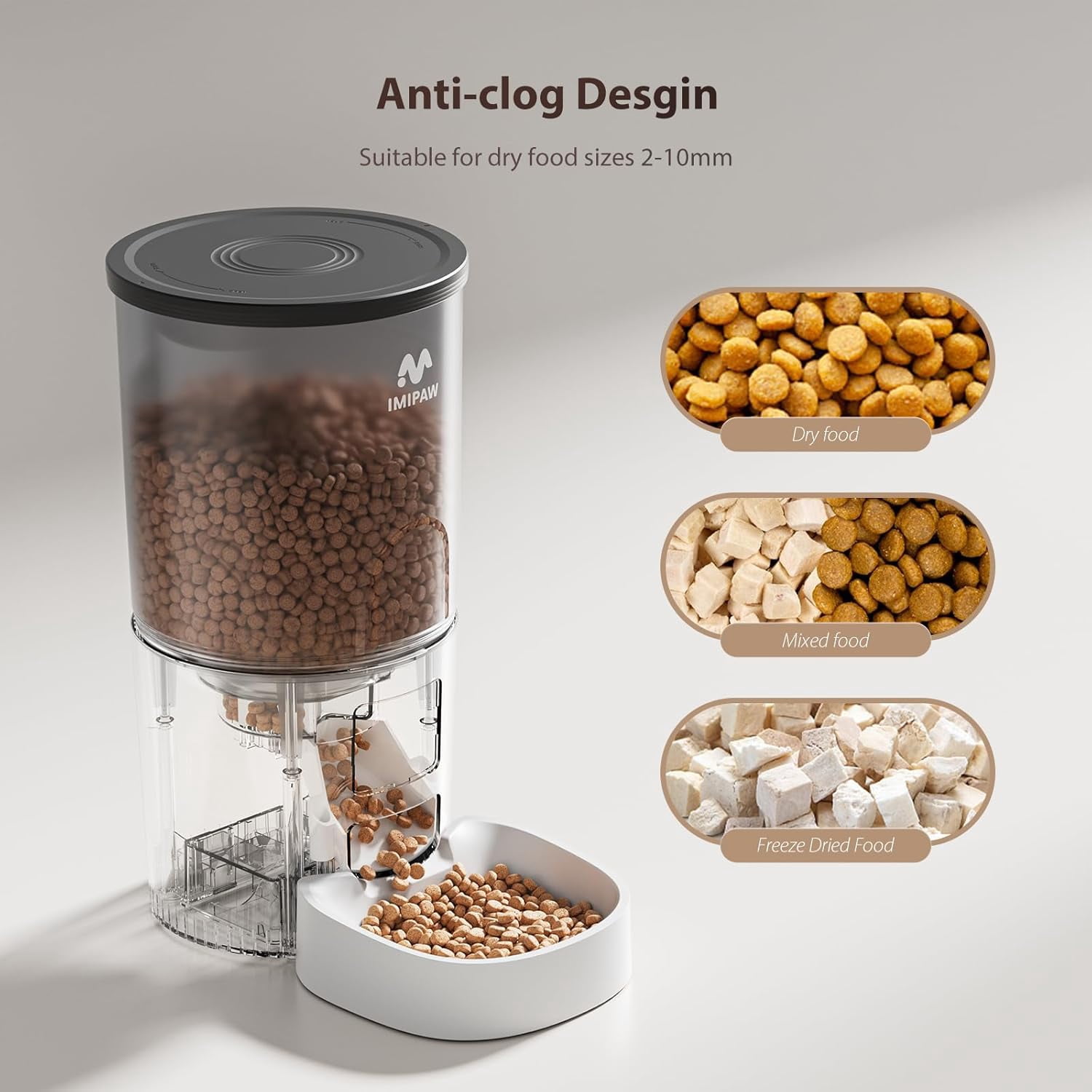 Automatic Cat Feeder 5L Large Capacity Timed Food Dispenser with Dual Power Programmable Portion Control for Small Pets