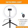 thumbnail image 2 of Anillo de luz de escritorio con trípode extensible, lámpara de luz LED para transmisión en vivo/maquillaje/video de YouTube/TikTok, compatible con todos los teléfonos, 2 of 5