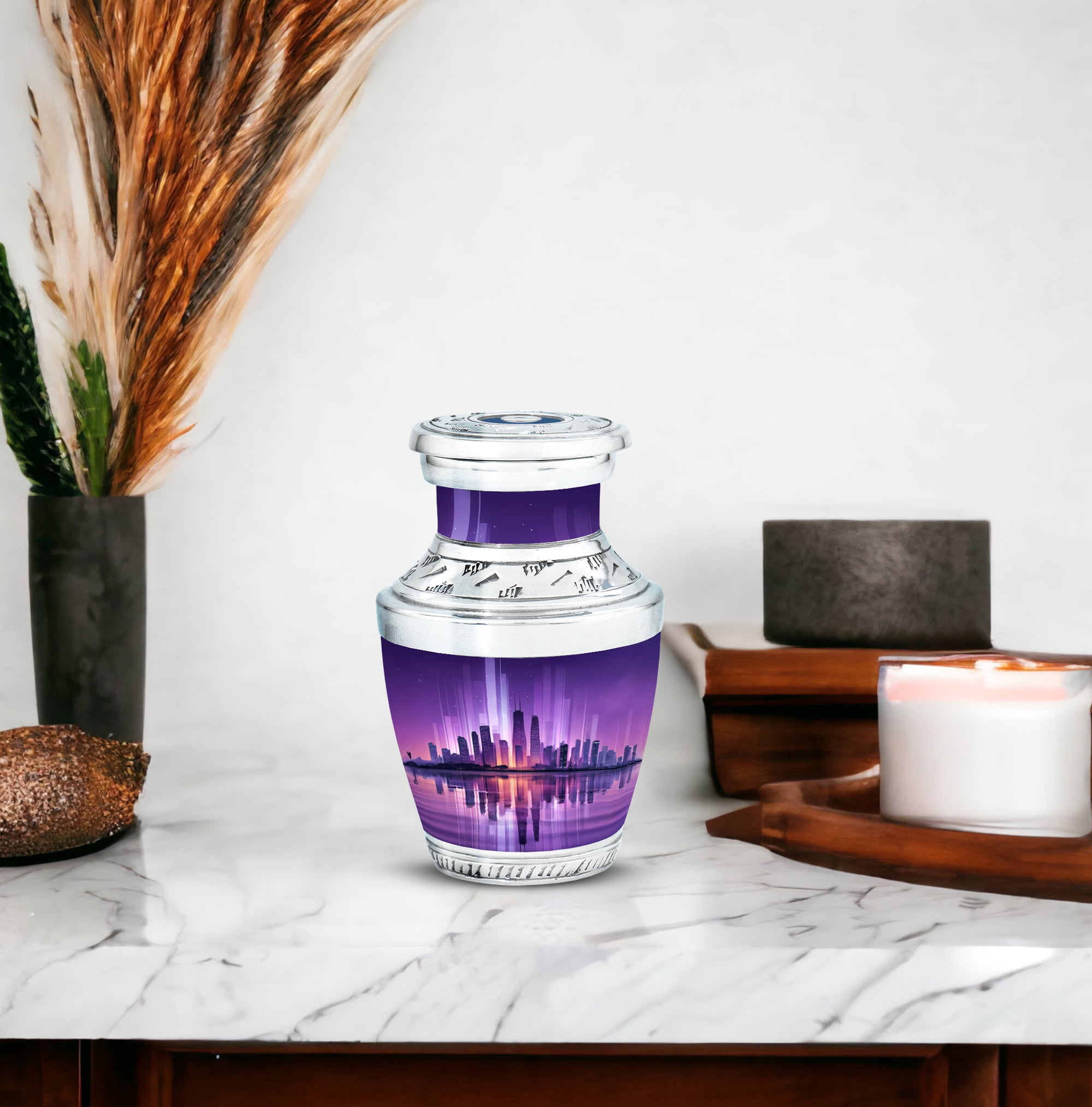 MUKTIVE City Small Urn for Human Ashes Adult Male - Memorial Keepsake Decorative Urns for Female Ashes - Burial Mini Urn for Adult Funeral - 3 Inch