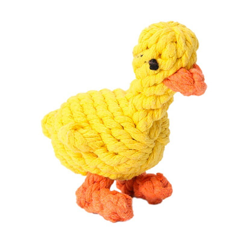 Pet Supply Little Yellow Duck shaped Rope Knot Chew Toys Teath Cleaning