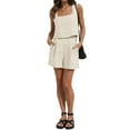 thumbnail image 6 of STARVNC Women Square Neck Sleeveless Shorts Linen Matching 2 Piece Sets, 6 of 7