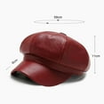 thumbnail image 4 of Women Spring Summer Beret Retro Solid Color Faux Leather Short Brim Decorative Sun Anti UV Breathable Lady Painter Hat Unisex Octagonal Cap Red, 4 of 8