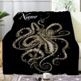 thumbnail image 2 of Personalized Octopus Blanket Named Ocean Animal Custom Throw Blanket Gifts for Girls Boys Octopus Decor Flannel Fleece Customized Fish Marine Throw Blankets With Name for Adults Bed Sofa Chair 80x60In, 2 of 6