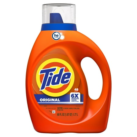 Tide Laundry Detergent Liquid, Original Scent, 63 fl oz, 48 Loads, HE Compatible