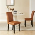 thumbnail image 4 of VECELO Set of 4 Dining Chairs, Upholstered PU Leather Dining Room Chair with High Back, Modern Parsons Chair for Kitchen, Brown, 4 of 13