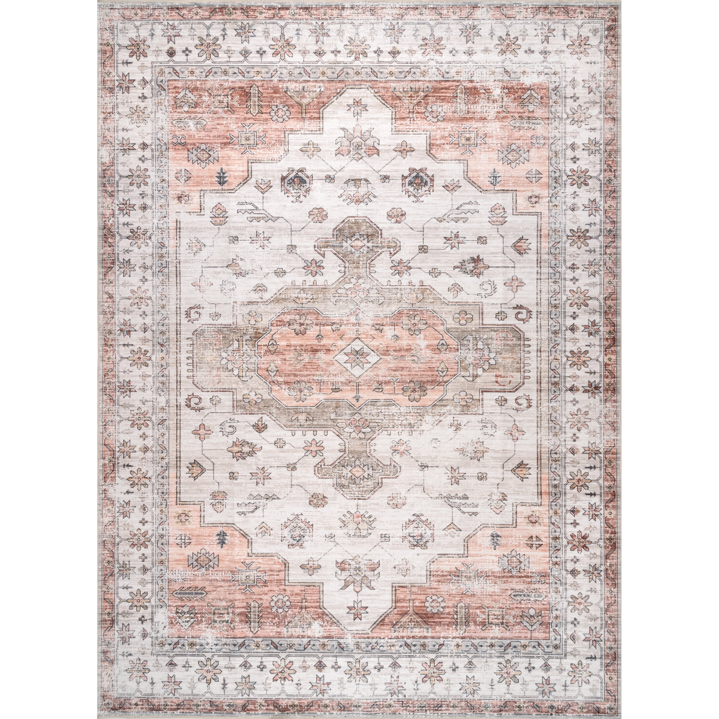 nuLOOM Banks Machine Washable Faded Vintage Area Rug, 5' x 8', Beige
