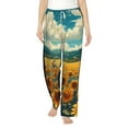 thumbnail image 2 of Picia Field Style Bicycle Young Sunflower Womens Soft Woven Cotton Elastic Waistband Sleep Pajama Pant Lounge Sleep Pant With Pockets And Drawstring-Large, 2 of 9