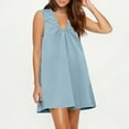 thumbnail image 3 of Women Sleeveless Babydoll Tank Mini Dress Scoop Neck Ruched Short Dresses 2025 Summer Party Vacation Dresses, 3 of 8